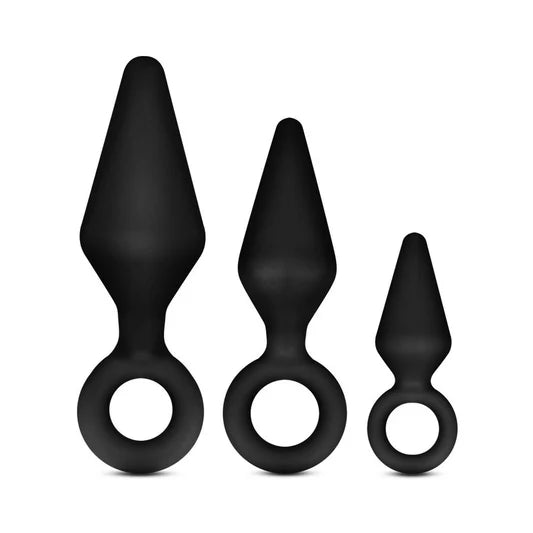 Blush Luxe Night Rimmer 3-Piece Silicone Anal Plug Kit - Black