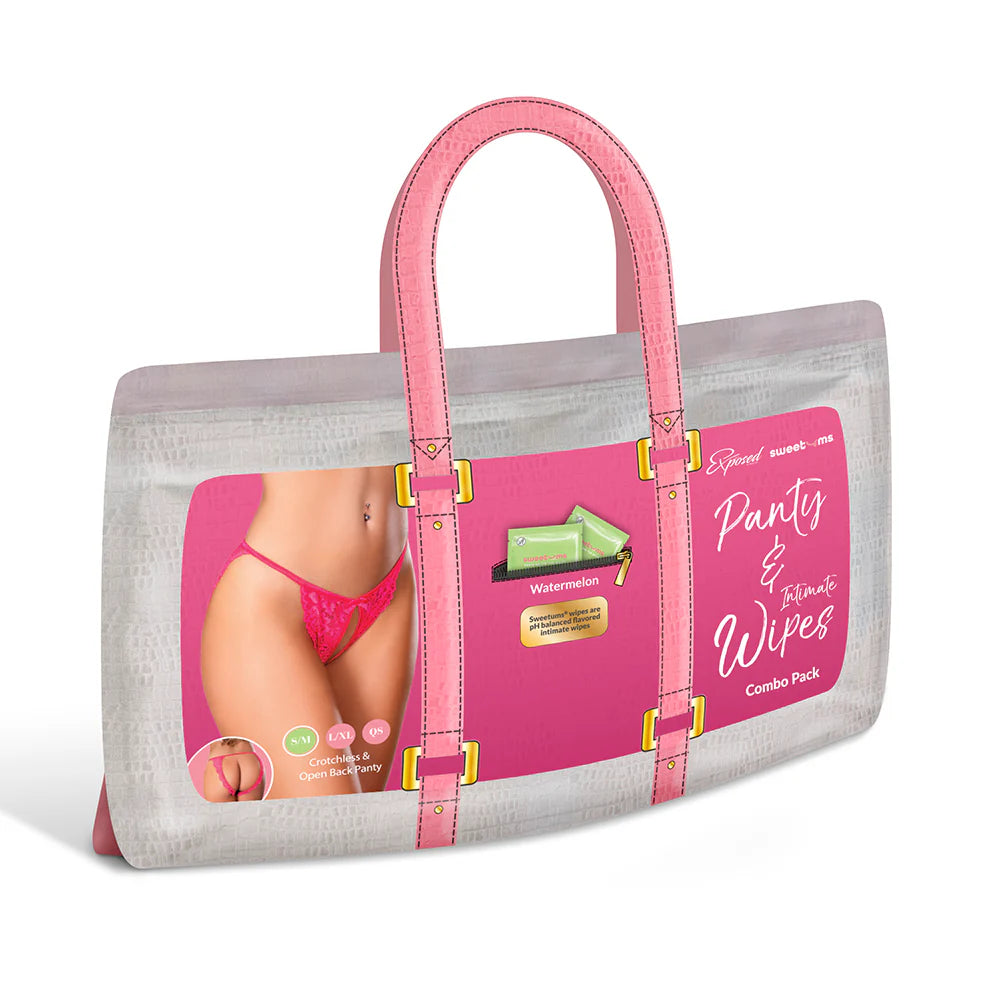 Magic Silk Sweetums Crotchless & Open Back Panty - Watermelon