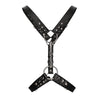 Ouch! Men's Bonded Leather Harness With Metal Bit Black