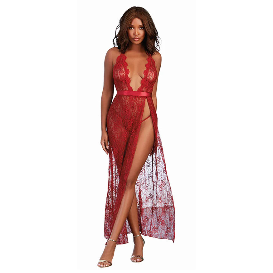 Lace Gown & G-String - Garnet