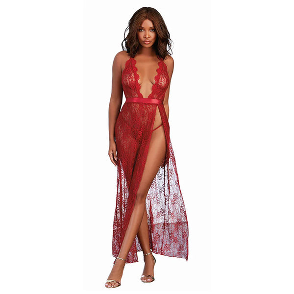 Lace Gown & G-String - Garnet