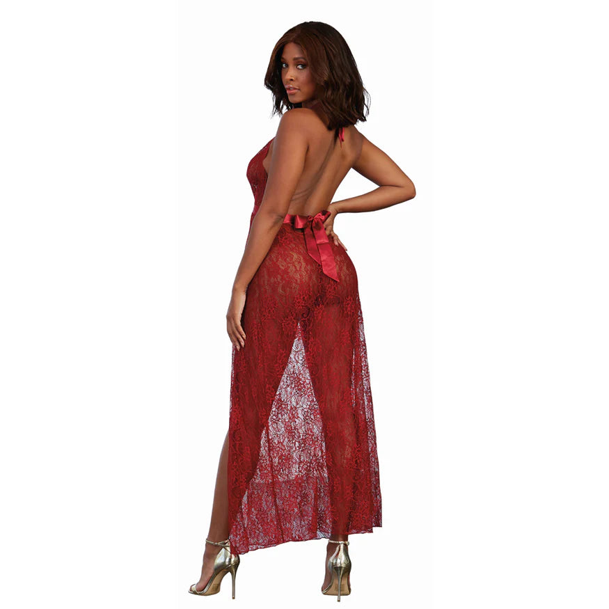Lace Gown & G-String - Garnet