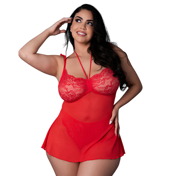 Sugar High Babydoll & Thong Set Red