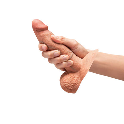 b-Vibe Slipskin Realistic Silicone Dildo 6 in. Girthy - Mocha