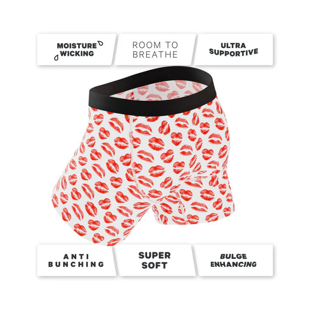 Pucker Up Lipstick Kiss Ball Hammock Pouch Underwear with Fly