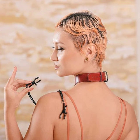 Saffron Collar with Nipple Clamps