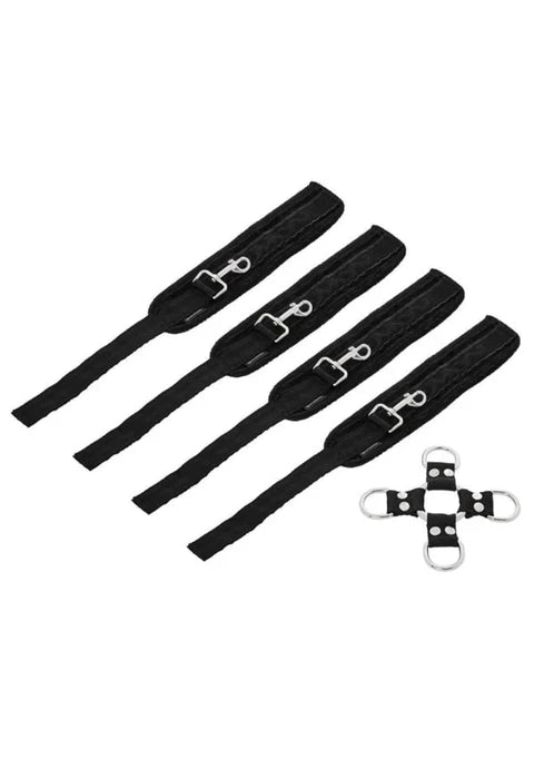 Hog Tie & Cuff Set Black - 5-Piece Adjustable