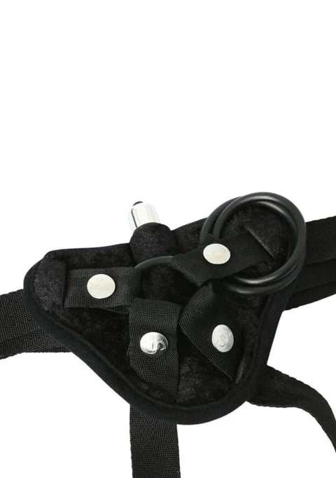 Sportsheets Adjustable Vibrating Black Velvet Strap-On Harness